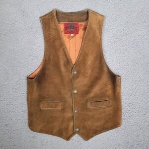 Pypsa Vest Mens 36 Brown Suede Leather Vest Western Cowboy Rodeo Frontier